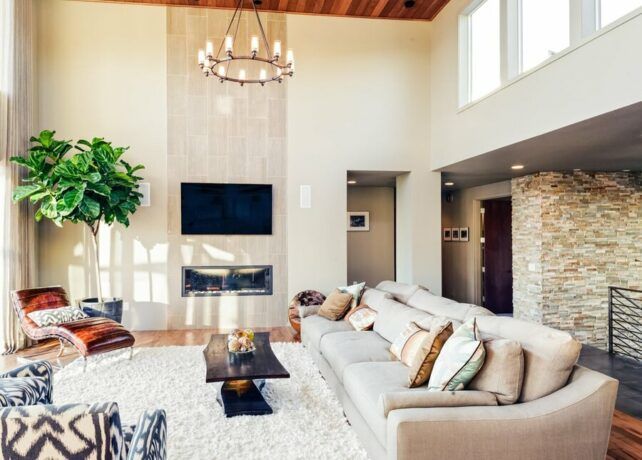 A living space featuring a variety of smart home automation solutions.